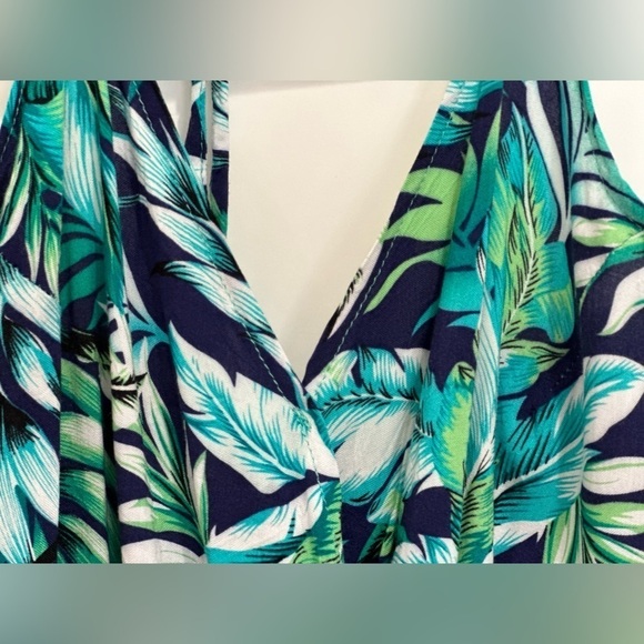 Derek Heart Halter Top Tropical Green Small Vacation Resort Beachy Hawaiian Boho - Picture 3 of 6